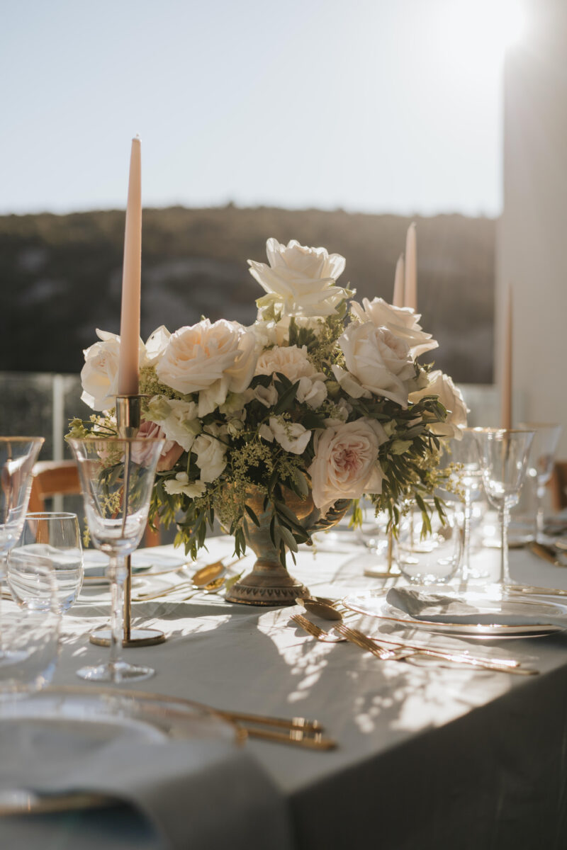 Tischdeko bei einer Hochzeit in einer privaten Villa